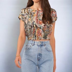 1. State Women's Drop-Shoulder Elastic-Waist Crop Top